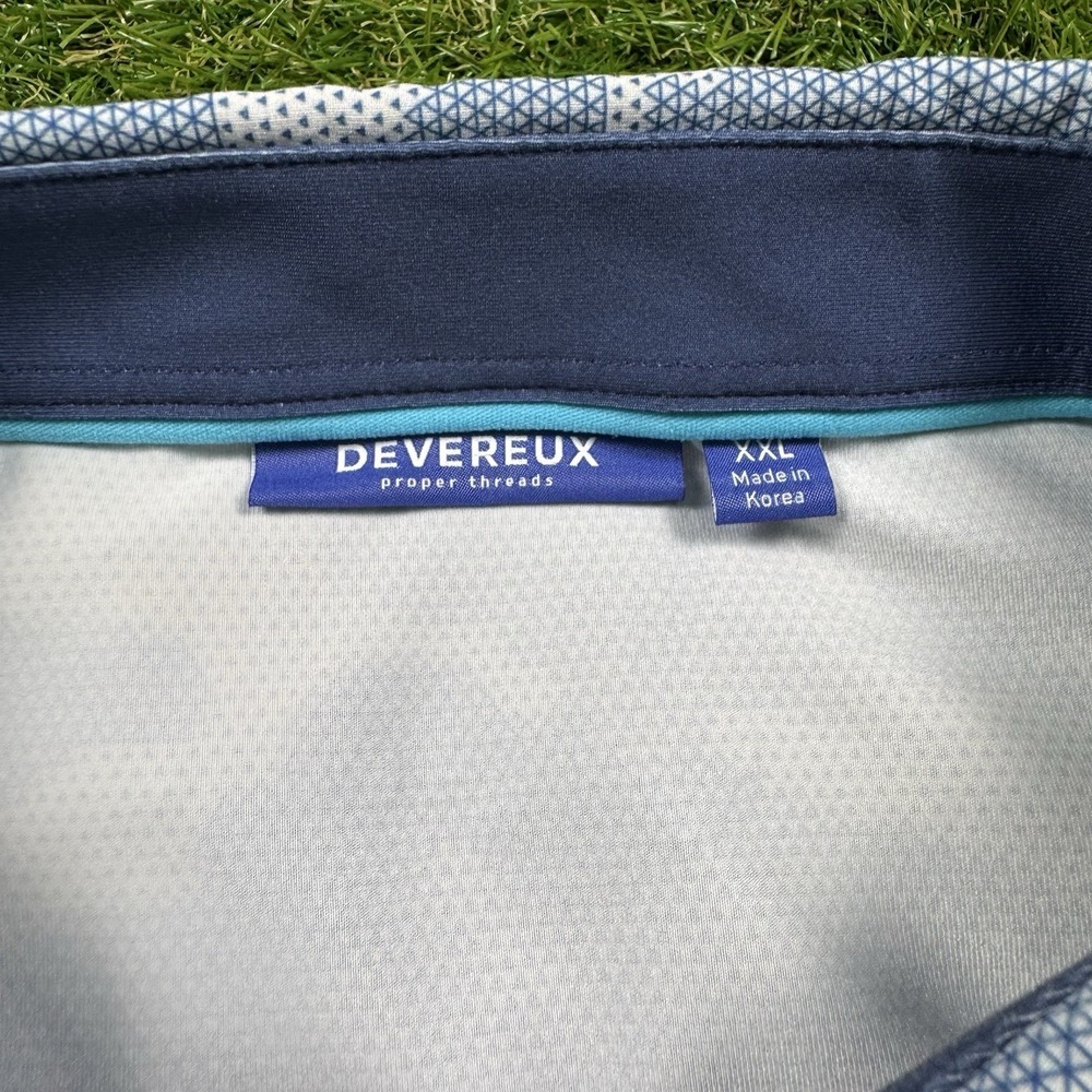 Devereux Polo Shirt Mens XXL Blue Camo Geometric AOP Golf Stretch Performance - Picture 5 of 12